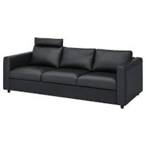 Used IKEA Finnala Modern Black Leather Sofa for sale on AptDeco