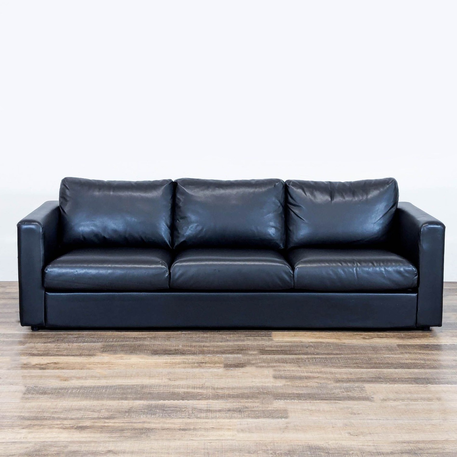 IKEA Finnala Modern Black Leather Sofa - image-1