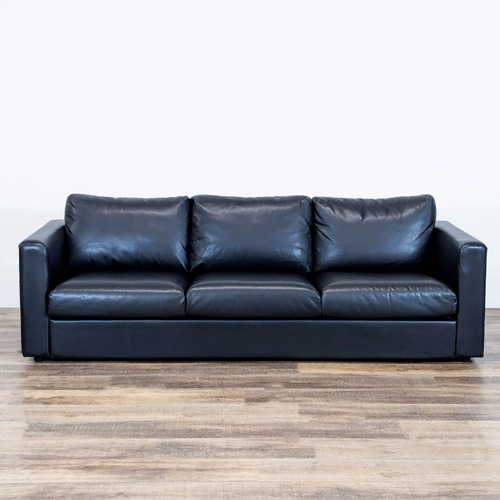 Used IKEA Finnala Modern Black Leather Sofa for sale on AptDeco