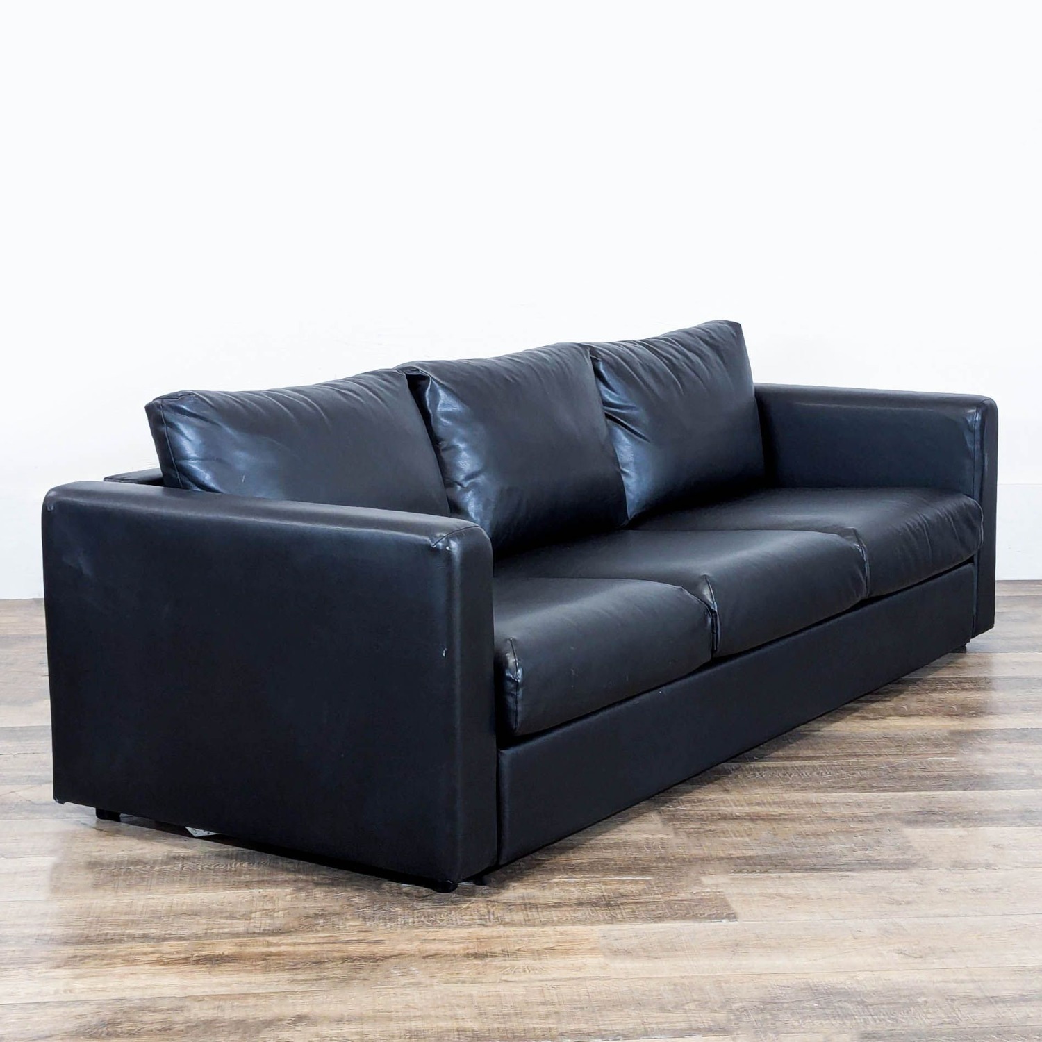IKEA Finnala Modern Black Leather Sofa - image-2