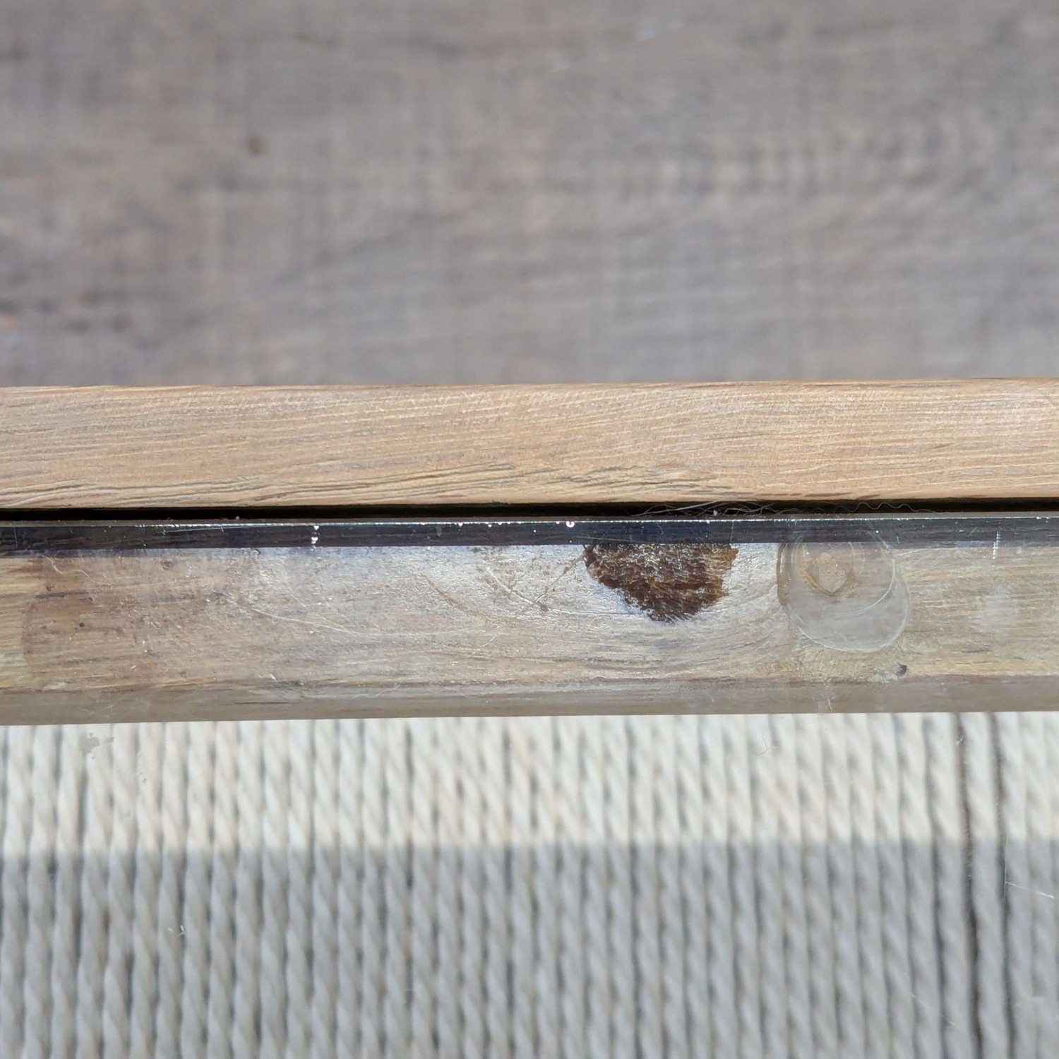 Glass Top Wood Coffee Table with Woven Shelf	 - image-5