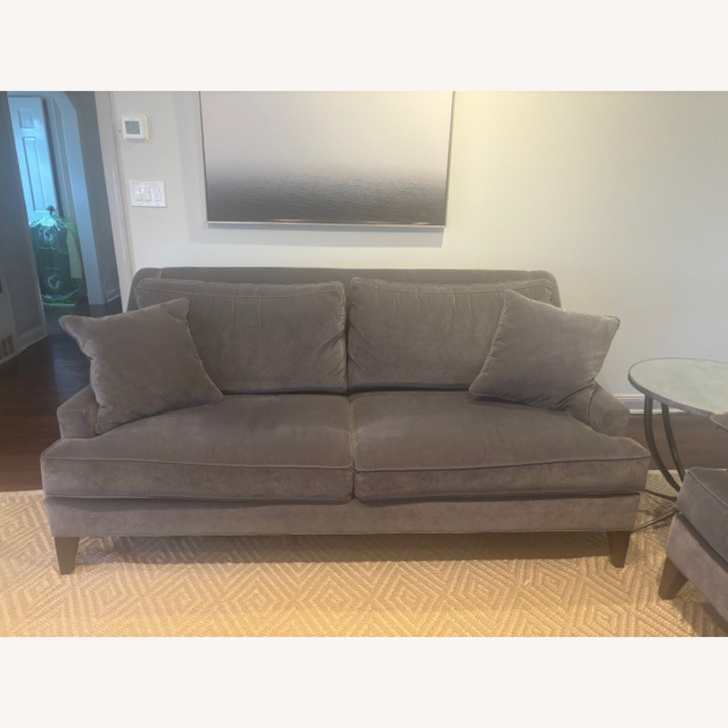 Ethan Allen Emerson Dark Gray Velvet 2 Seater Sofa - image-1