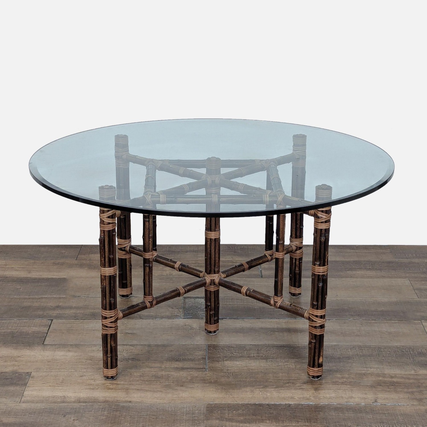 McGuire Bamboo and Glass Round Dining Table - image-1