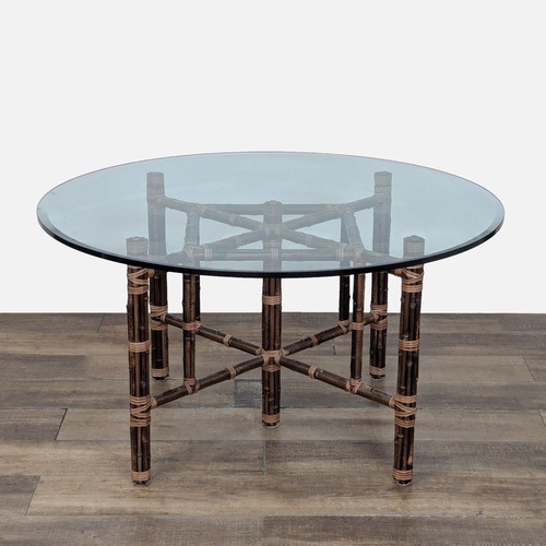 Used McGuire Bamboo and Glass Round Dining Table for sale on AptDeco
