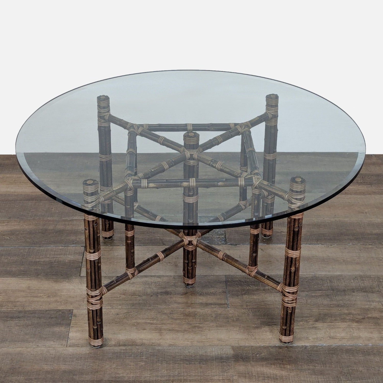 McGuire Bamboo and Glass Round Dining Table - image-3
