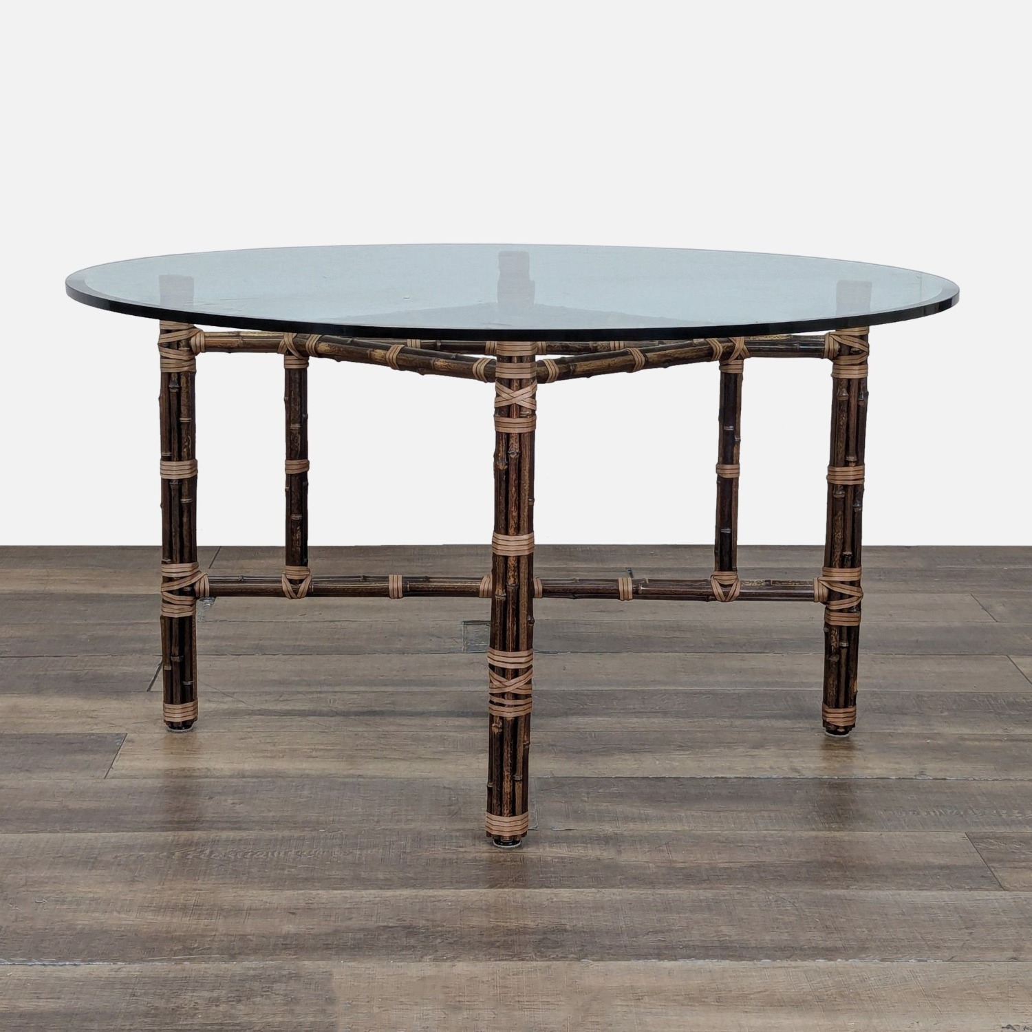 McGuire Bamboo and Glass Round Dining Table - image-2