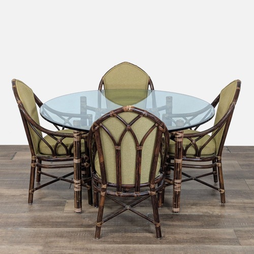 Used McGuire Bamboo and Glass Round Dining Table for sale on AptDeco