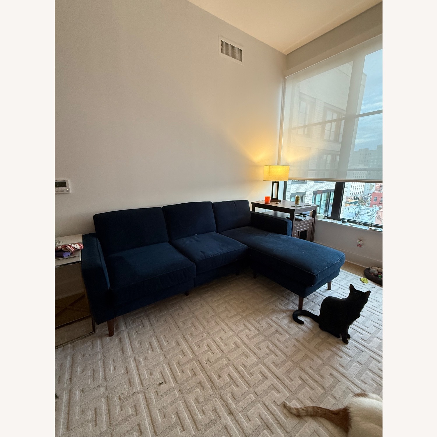 Burrow Nomad Blue Velvet Chaise Lounge - image-2