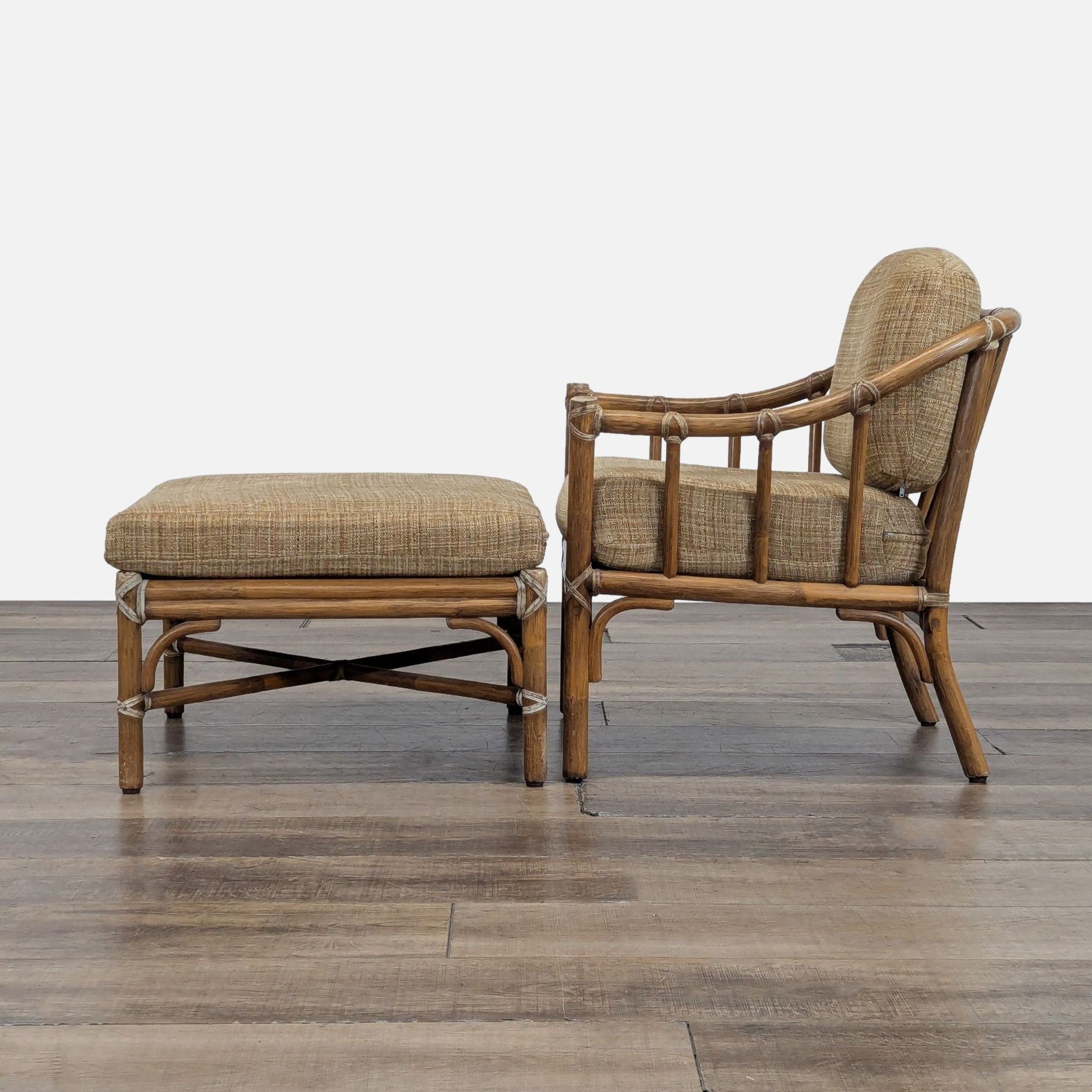 McGuire Bamboo Lounge Chair with Ottoman - image-4