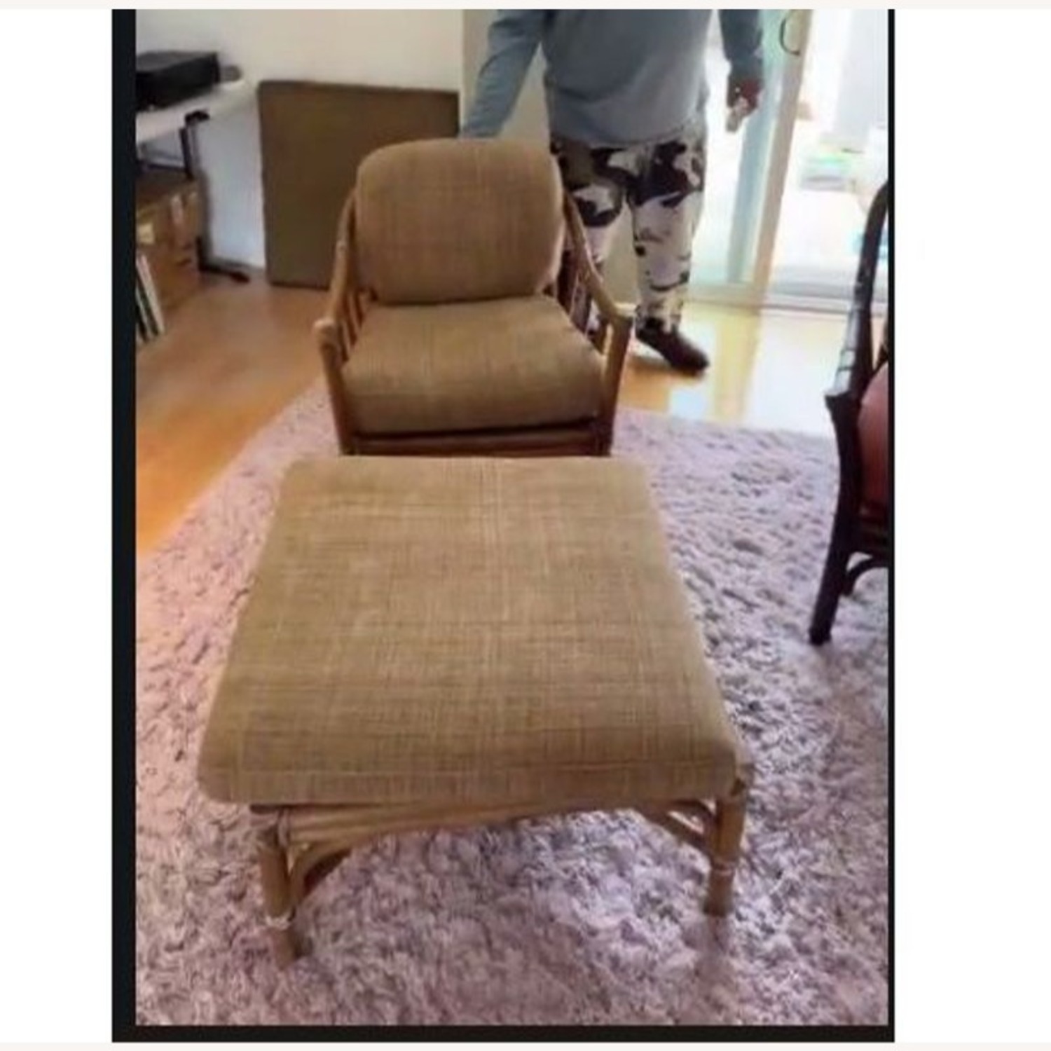 McGuire Bamboo Lounge Chair with Ottoman - image-7