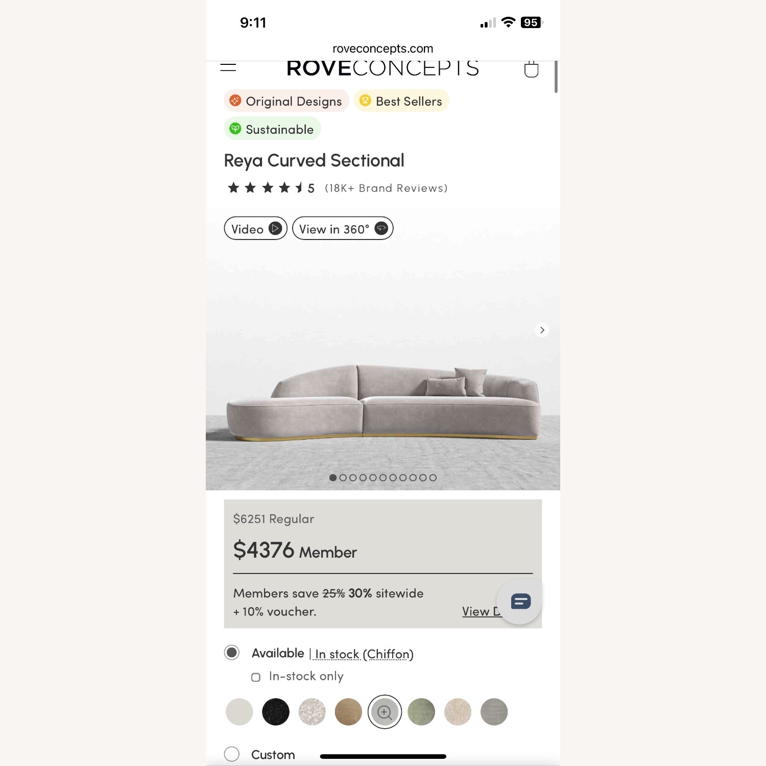 Rove Concepts Gray Modern Curved Sectional - image-10