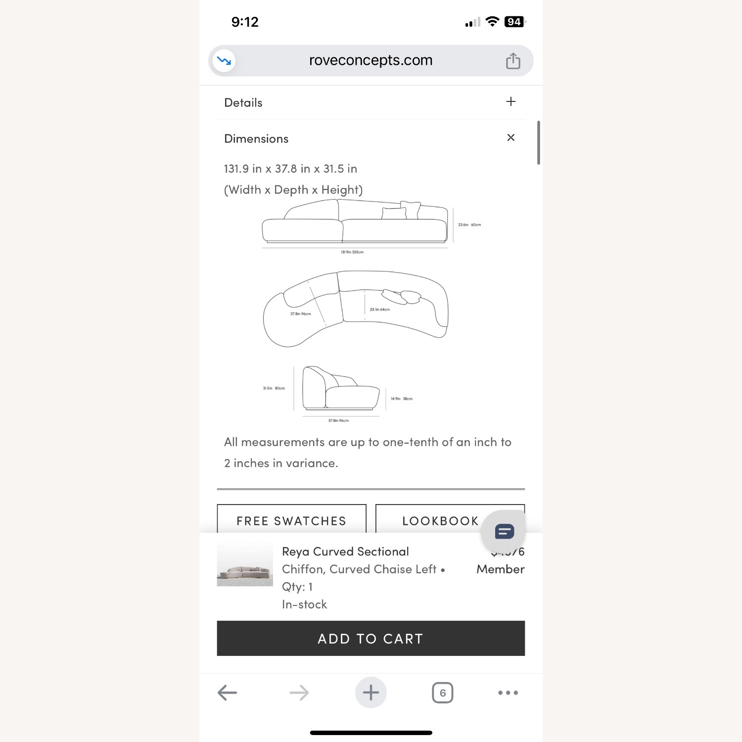 Rove Concepts Gray Modern Curved Sectional - image-8