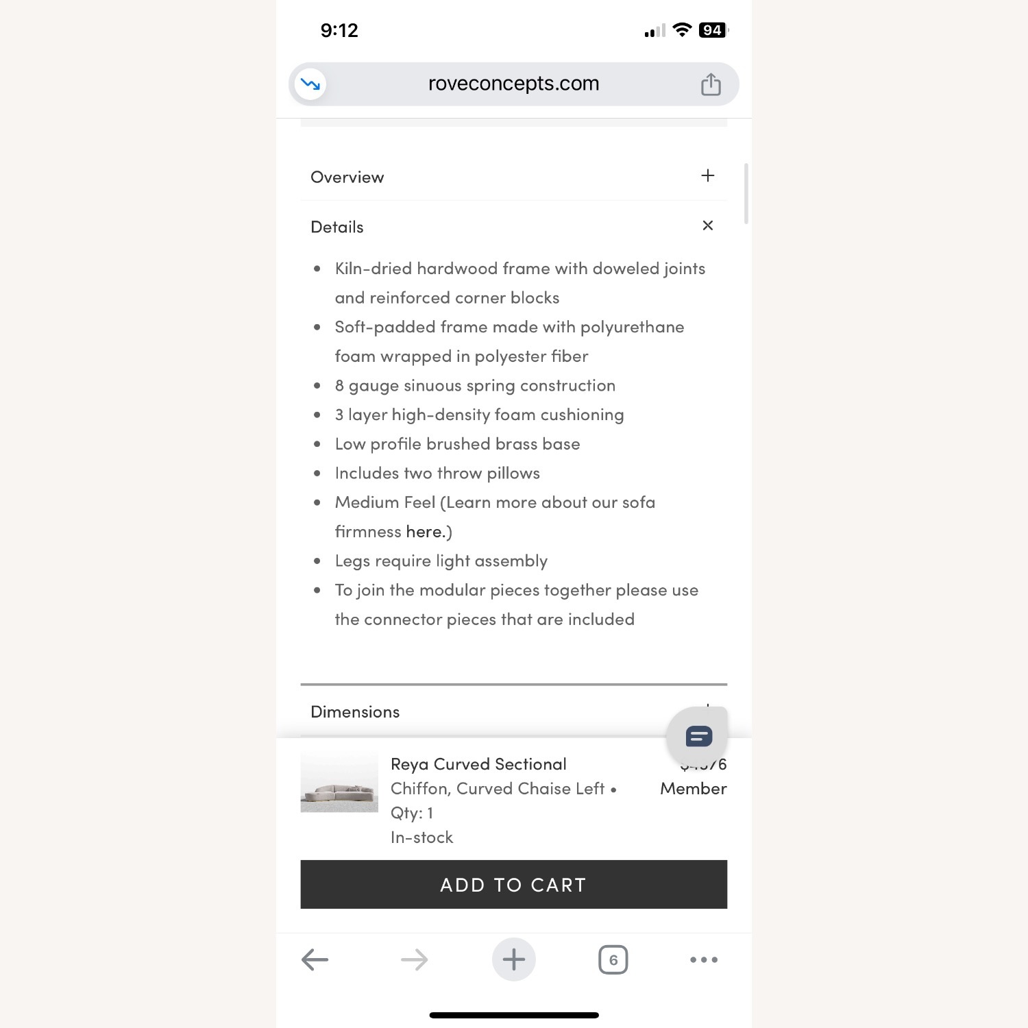 Rove Concepts Gray Modern Curved Sectional - image-9