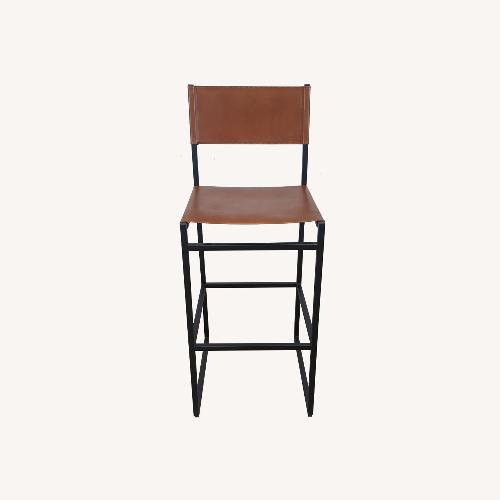 Used Leather Counter Stool on Metal Frame	 for sale on AptDeco