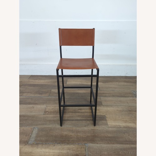 Used Leather Counter Stool on Metal Frame	 for sale on AptDeco