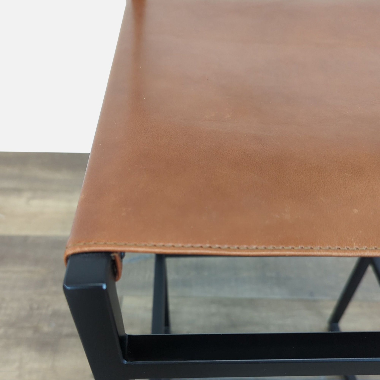 Leather Counter Stool on Metal Frame	 - image-3