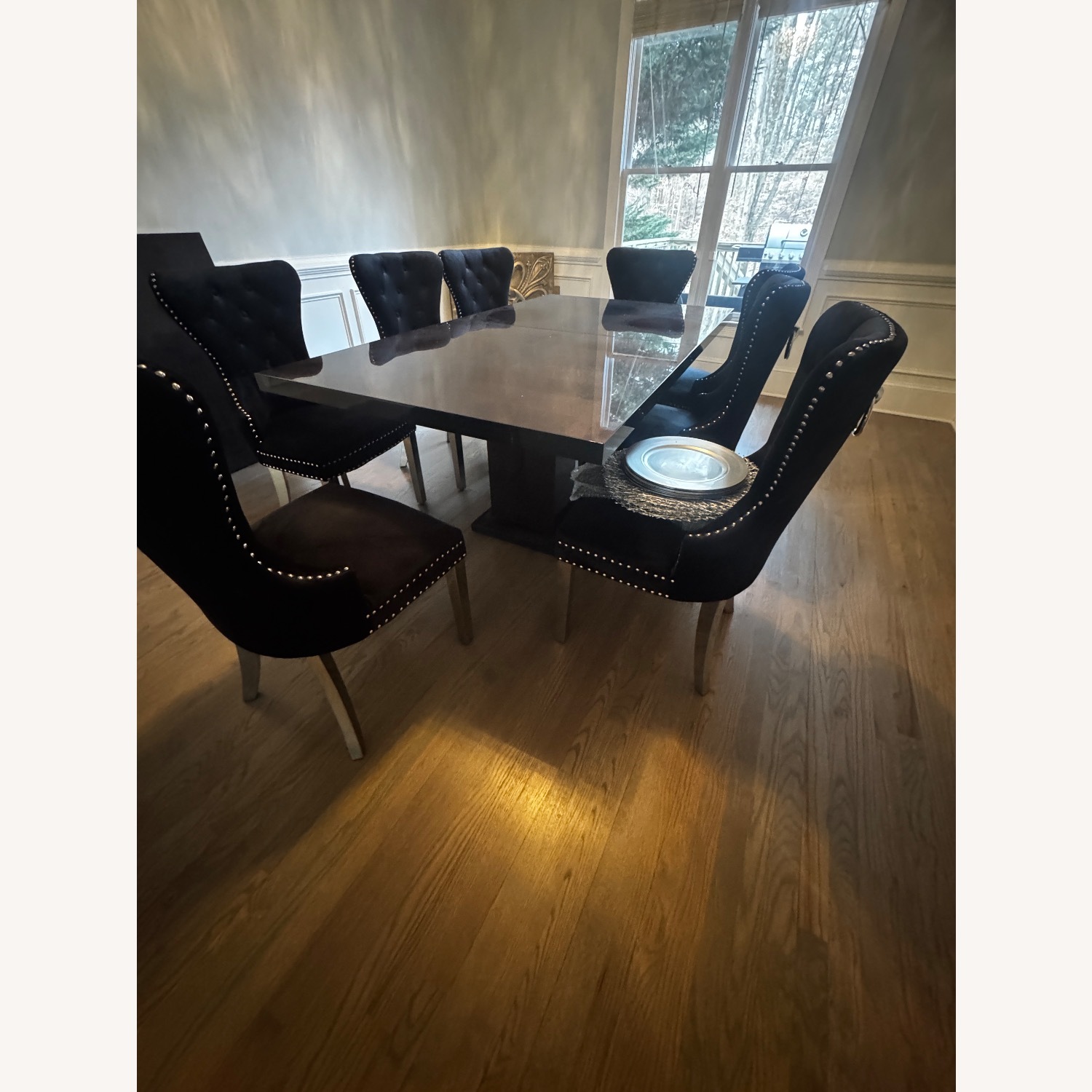  Black Wood Dining Table - image-2