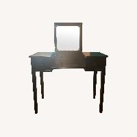 Black Wood Vanity with Flip-Top Mirror