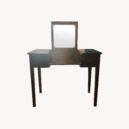 Used Black Wood Vanity with Flip-Top Mirror for sale on AptDeco