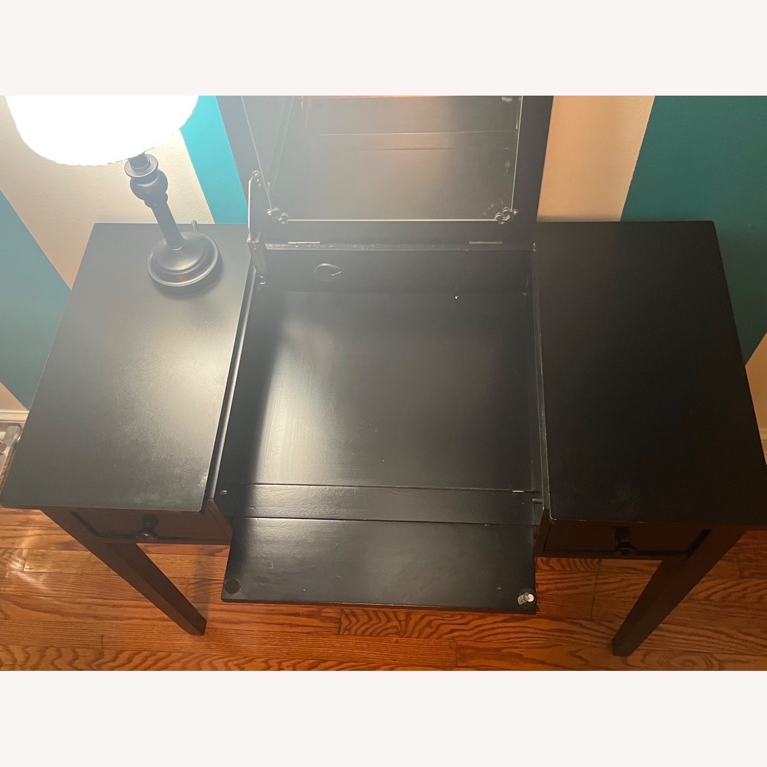 Black Wood Vanity with Flip-Top Mirror - image-3