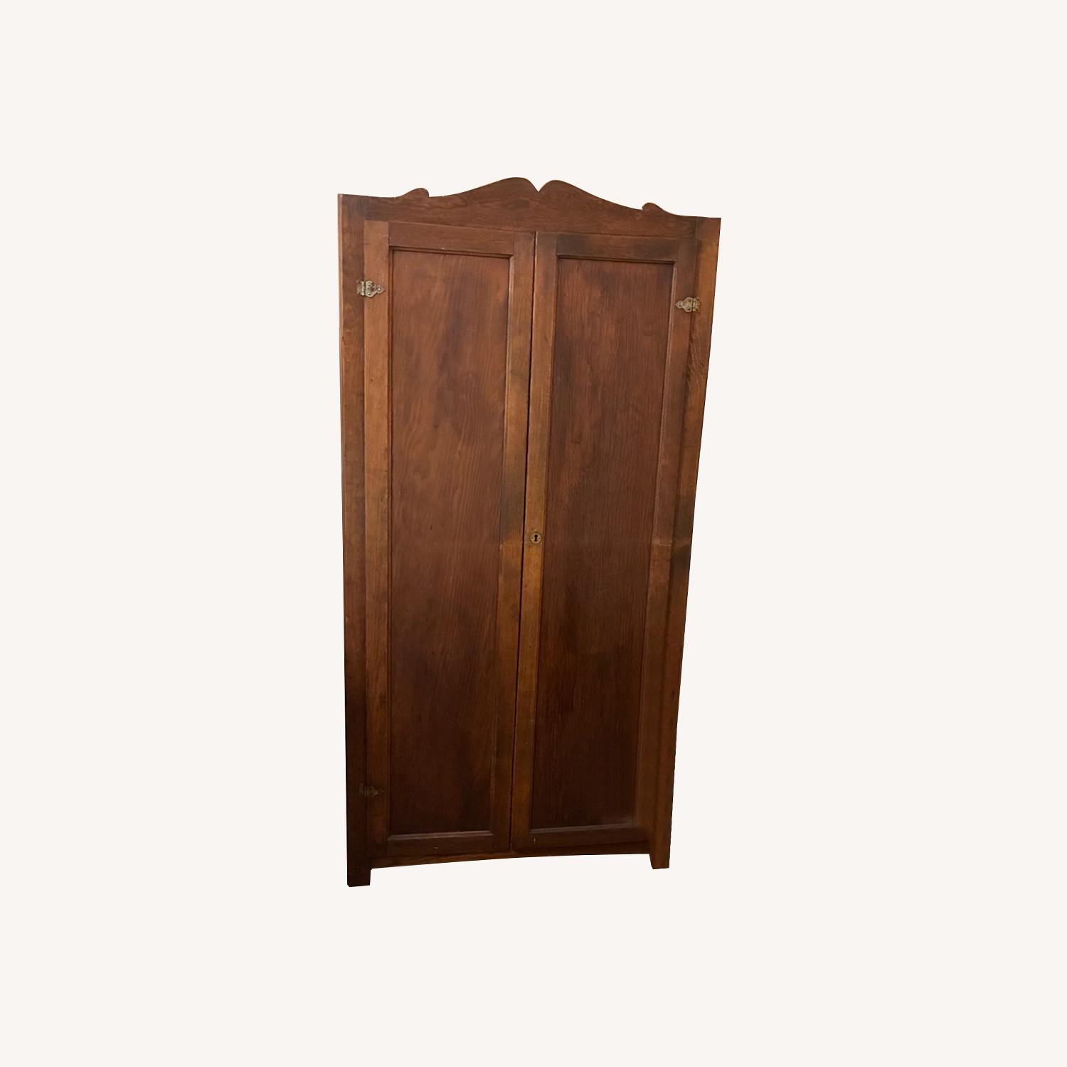 Antique Armoire Wardrobe Solid Wood - image-0