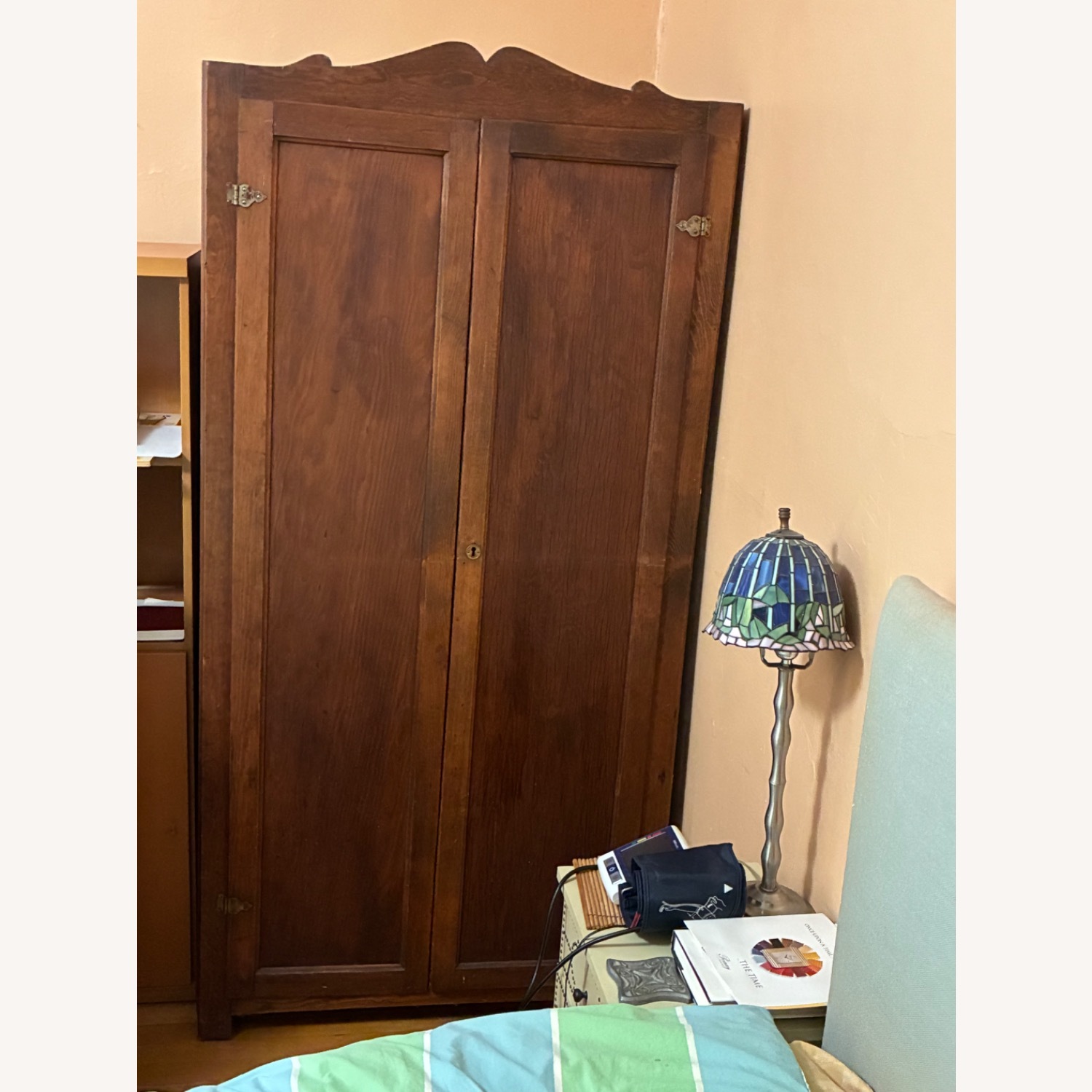 Antique Armoire Wardrobe Solid Wood - image-0