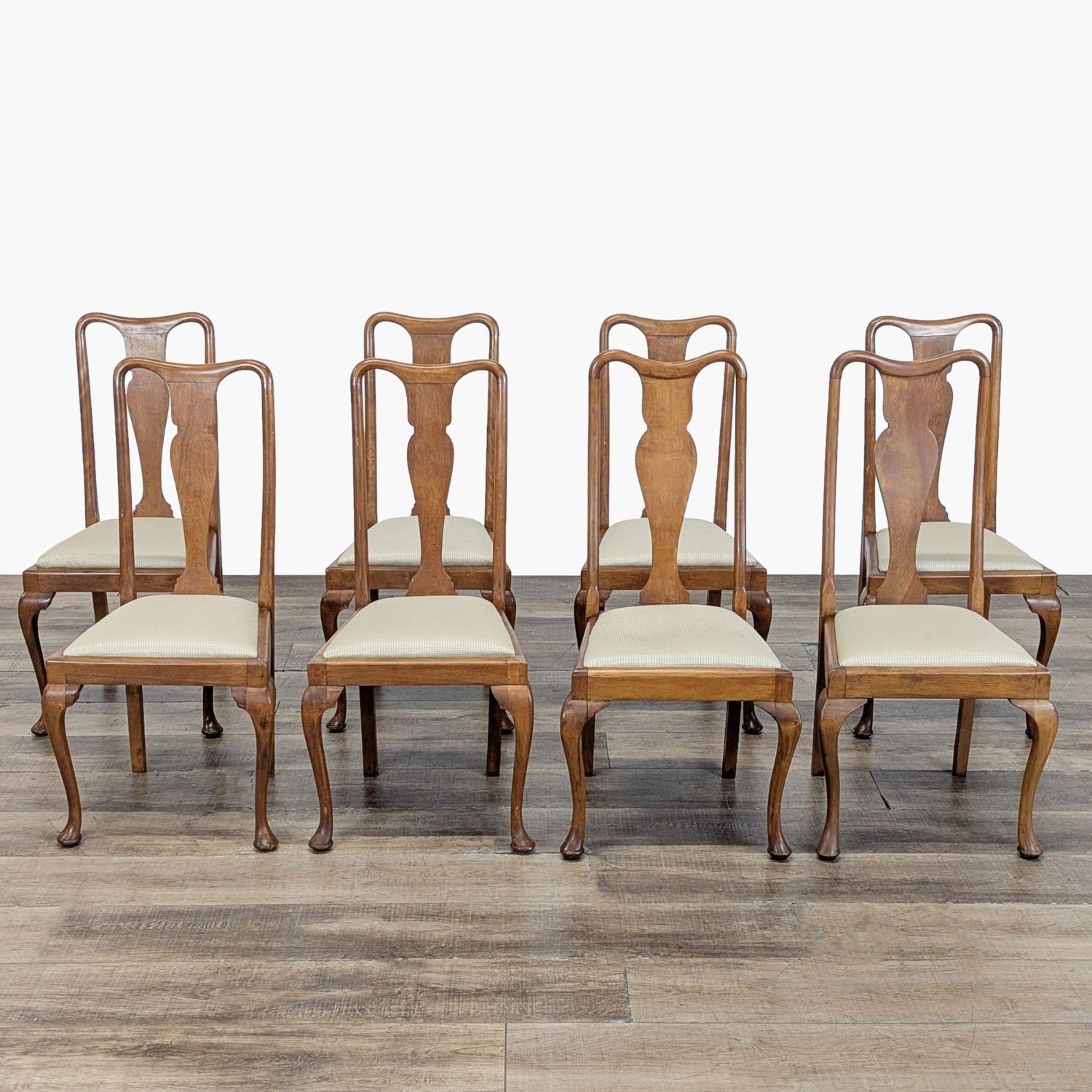 Set of Eight Queen Anne Dining Chairs - image-0