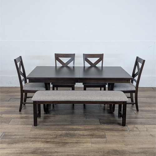 Used Living Spaces Pollie Farmhouse Style Extendable Dining Set for sale on AptDeco