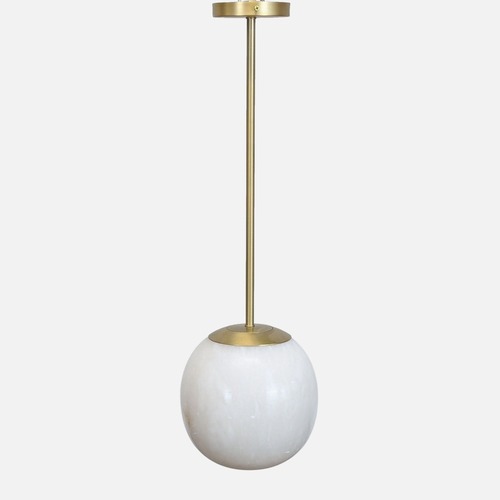 Used CB2 Savina Alabaster and Brass Pendant Light for sale on AptDeco