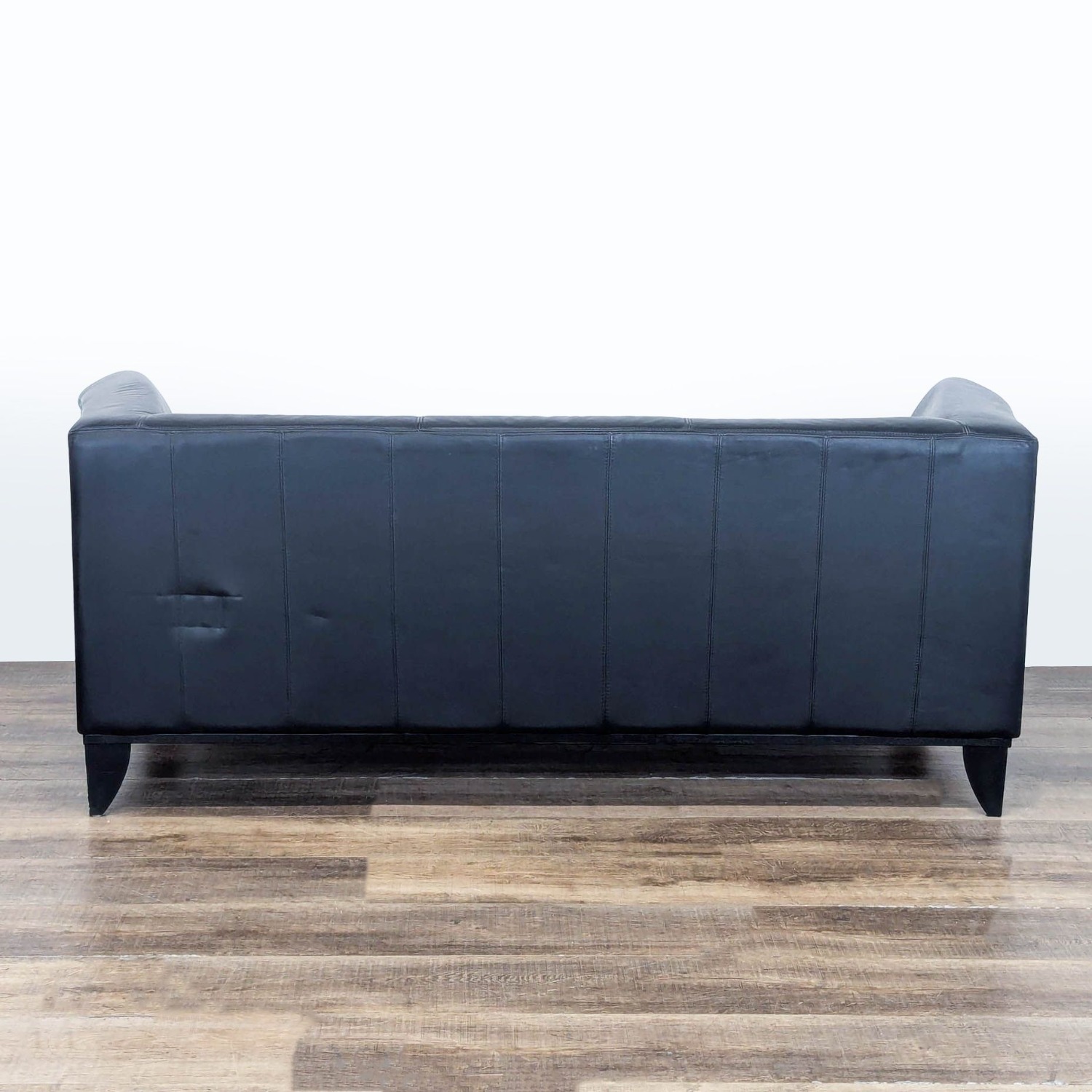 IKEA 3-Seat Black Leather Modern Sofa - image-3