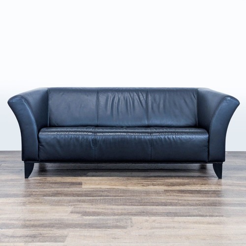 Used IKEA 3-Seat Black Leather Modern Sofa for sale on AptDeco