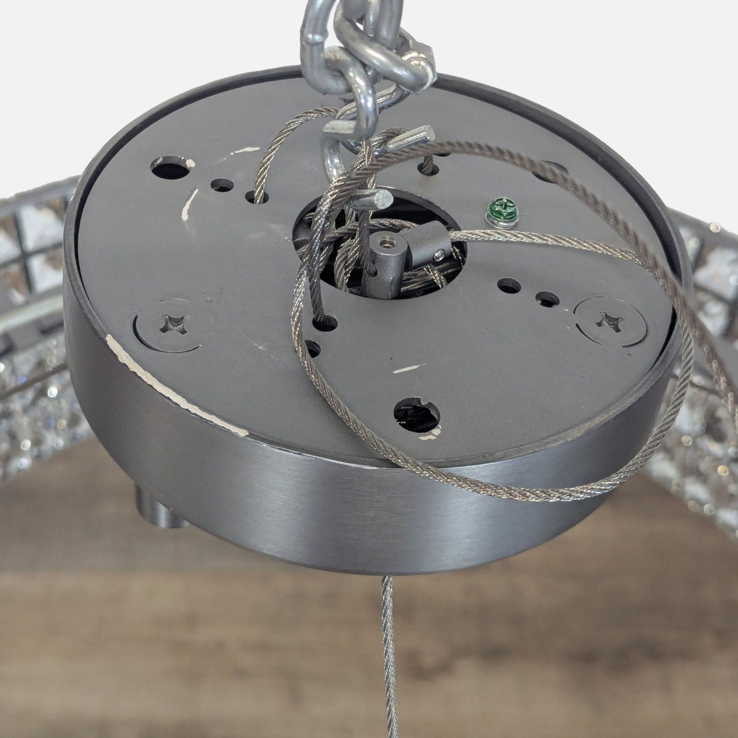 Modern Eclectic Ring Iron Crystal Chandelier	 - image-3