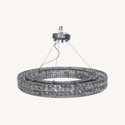 Used Modern Eclectic Ring Iron Crystal Chandelier	 for sale on AptDeco