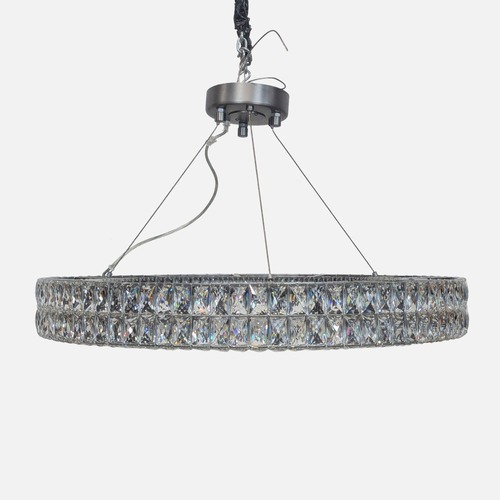 Used Modern Eclectic Ring Iron Crystal Chandelier	 for sale on AptDeco