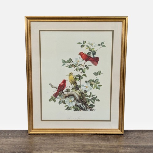 Used Framed Art Print Titled "Summer Tanager"  for sale on AptDeco