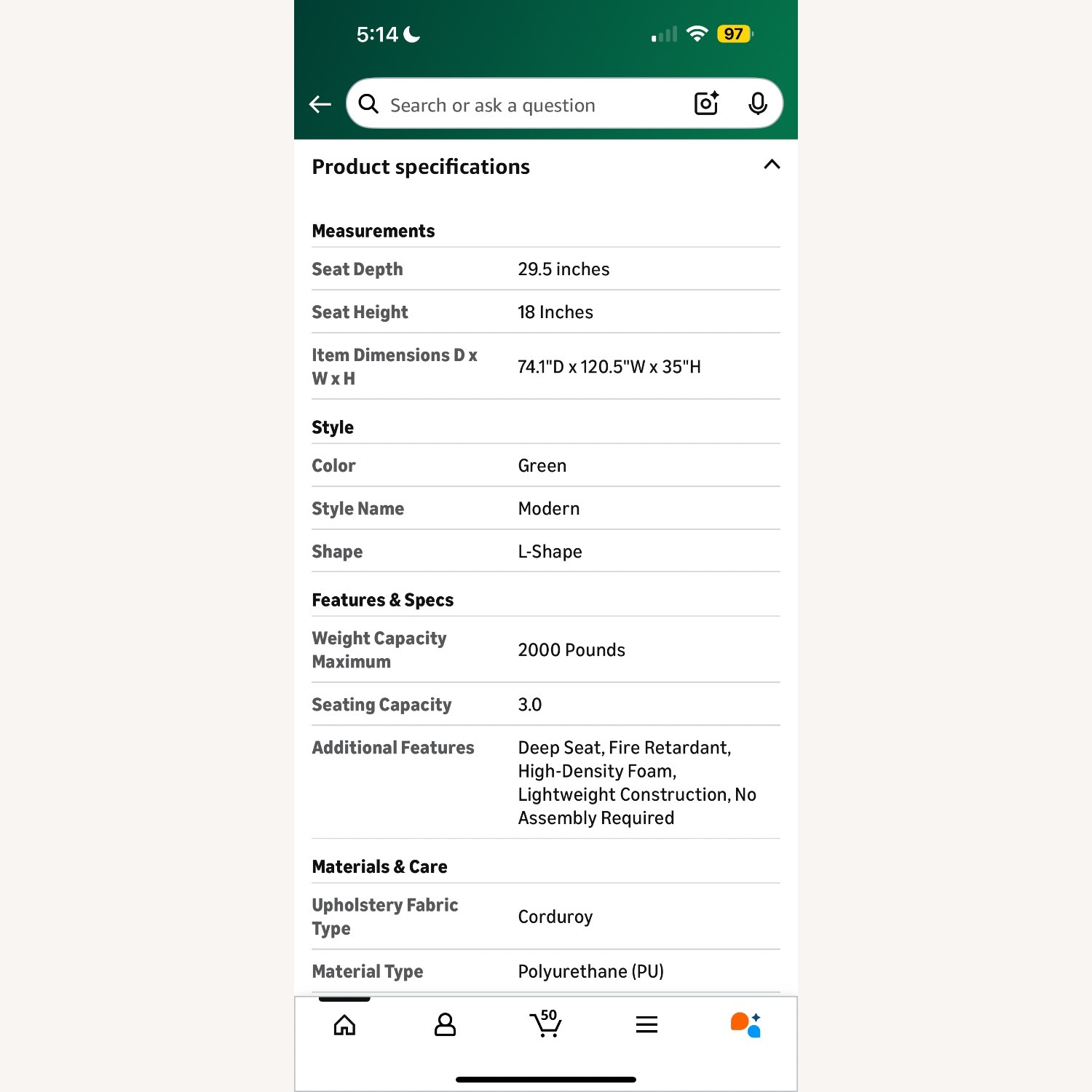 LIKIMIO L-Shaped with Movable Ottoman  - image-3