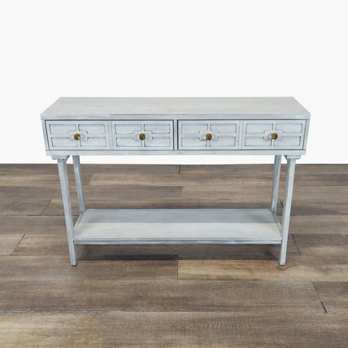 Used Wood Two Drawer Console Table with Shelf	 for sale on AptDeco