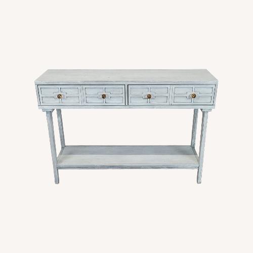 Used Wood Two Drawer Console Table with Shelf	 for sale on AptDeco