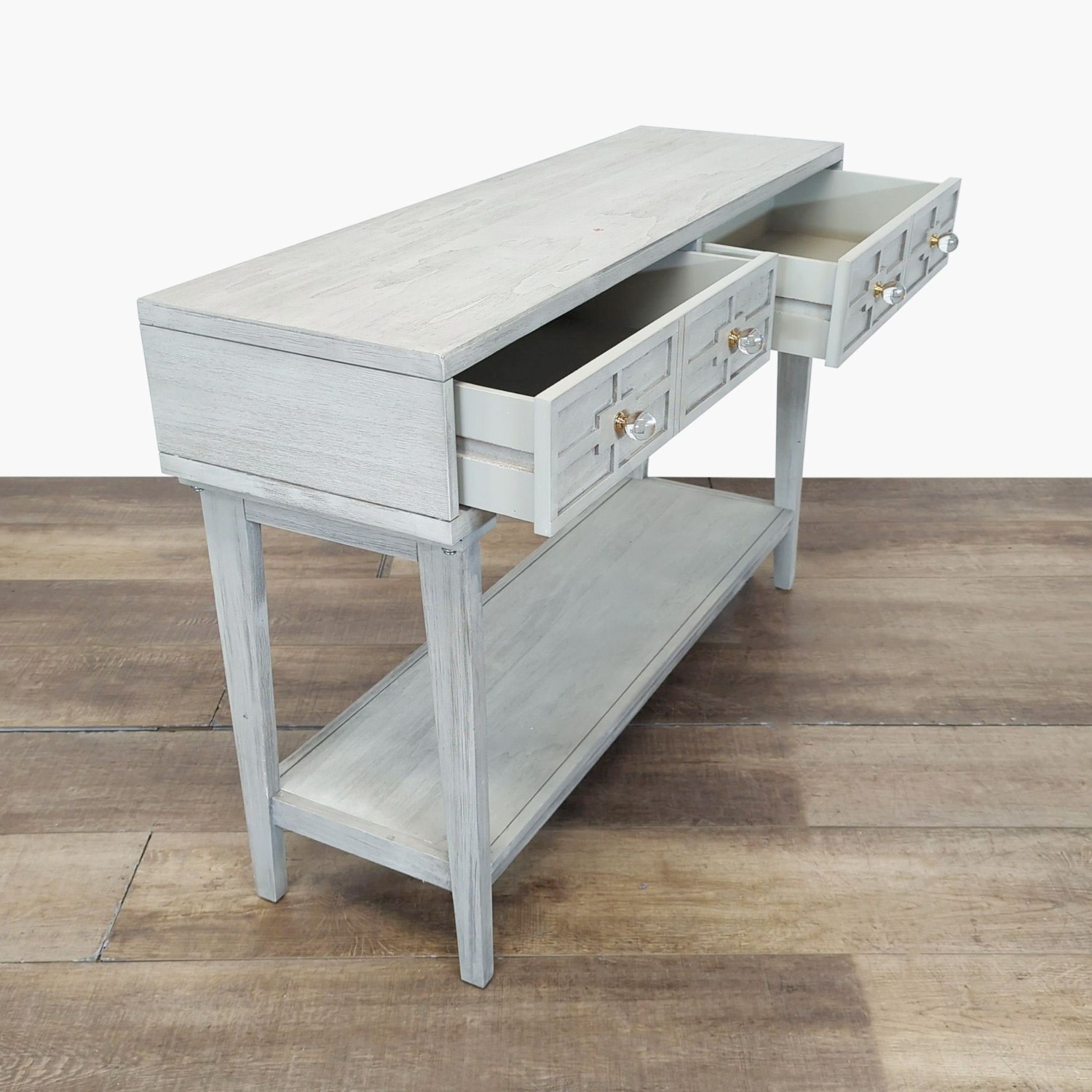 Wood Two Drawer Console Table with Shelf - image-2