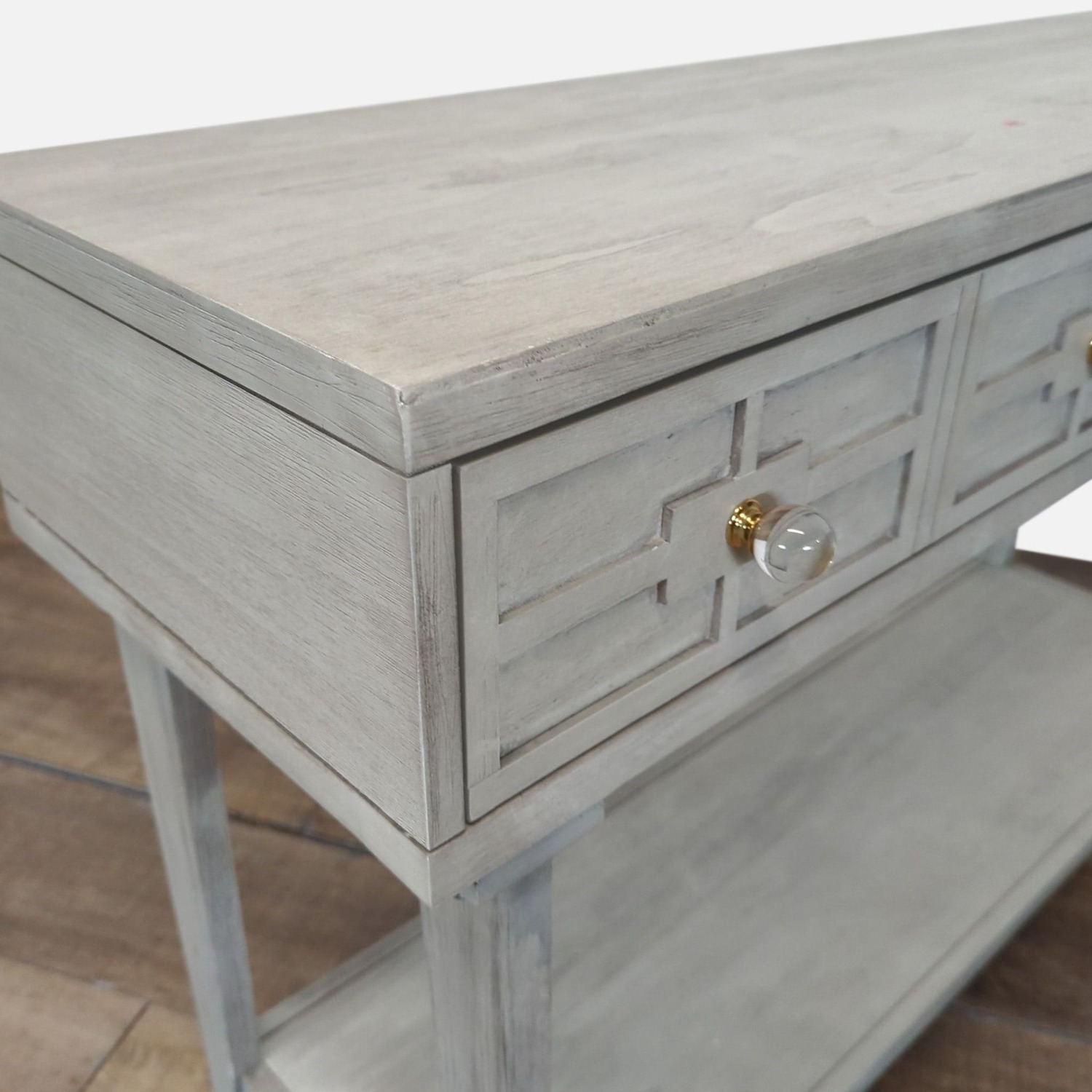 Wood Two Drawer Console Table with Shelf - image-3