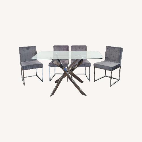 Used Modern 5-Piece Glass Top Dining Set	 for sale on AptDeco
