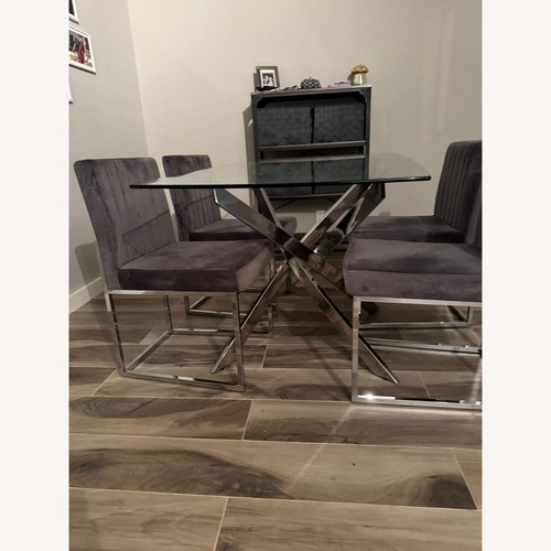 Used Modern 5-Piece Glass Top Dining Set	 for sale on AptDeco