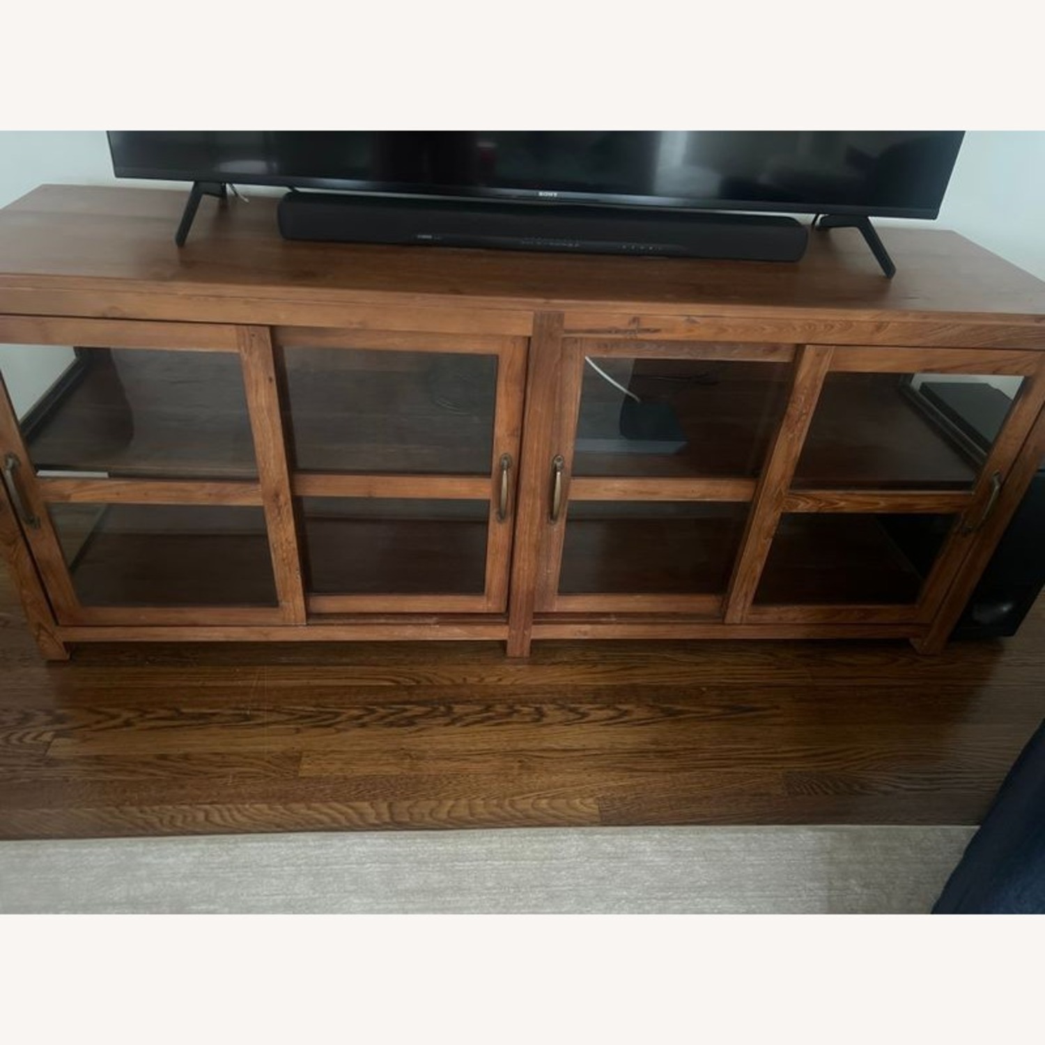 Pottery Barn Menlo Wood and Glass Media Console - image-1