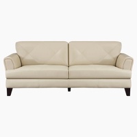 Wildon Home Cream Leather 2 Seater Sofa