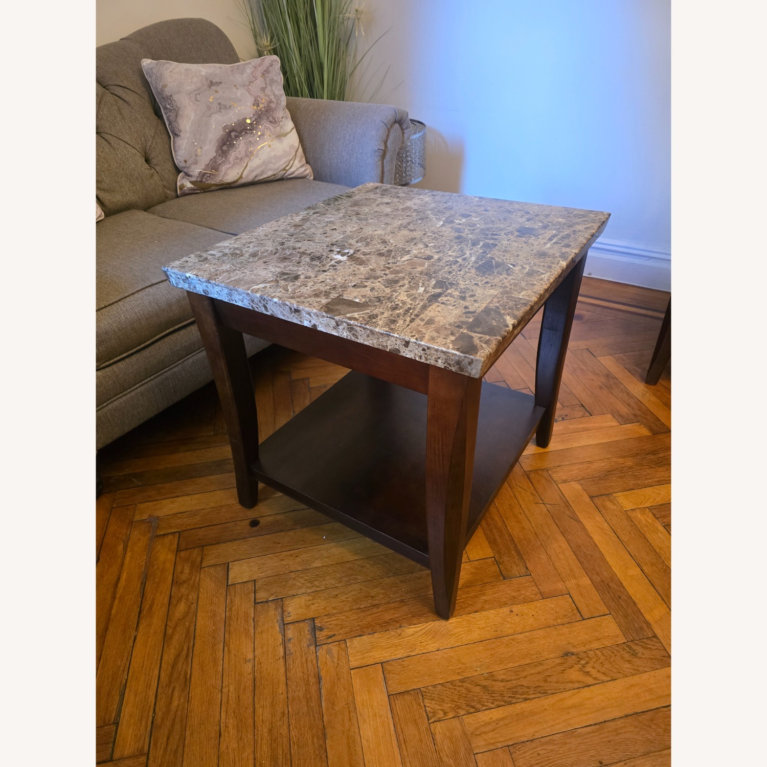 Raymour & Flanigan Dark Brown Marble Side Tables - image-2