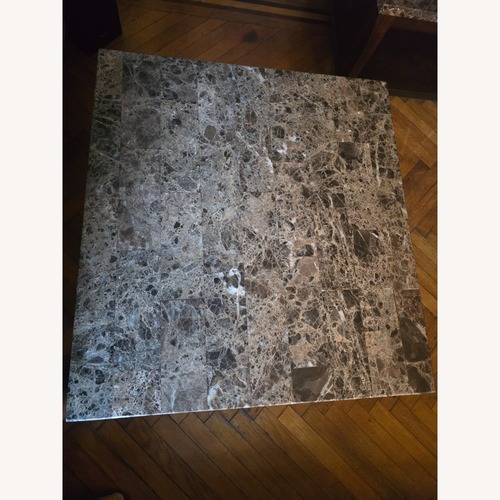 Used Raymour & Flanigan Dark Brown Marble Side Tables for sale on AptDeco