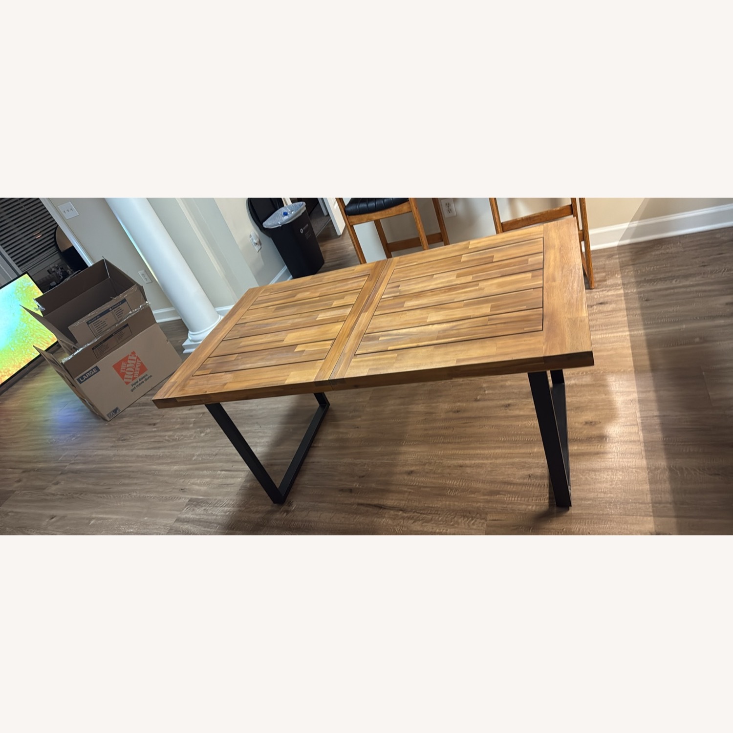 Dark Brown Wood Dining Table - image-1
