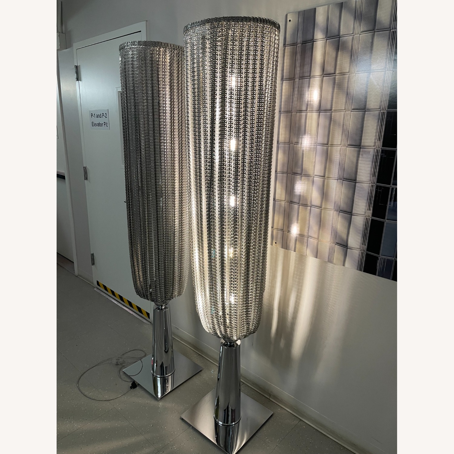 Vintage/Antique Silver Metal Floor Lamp - image-2