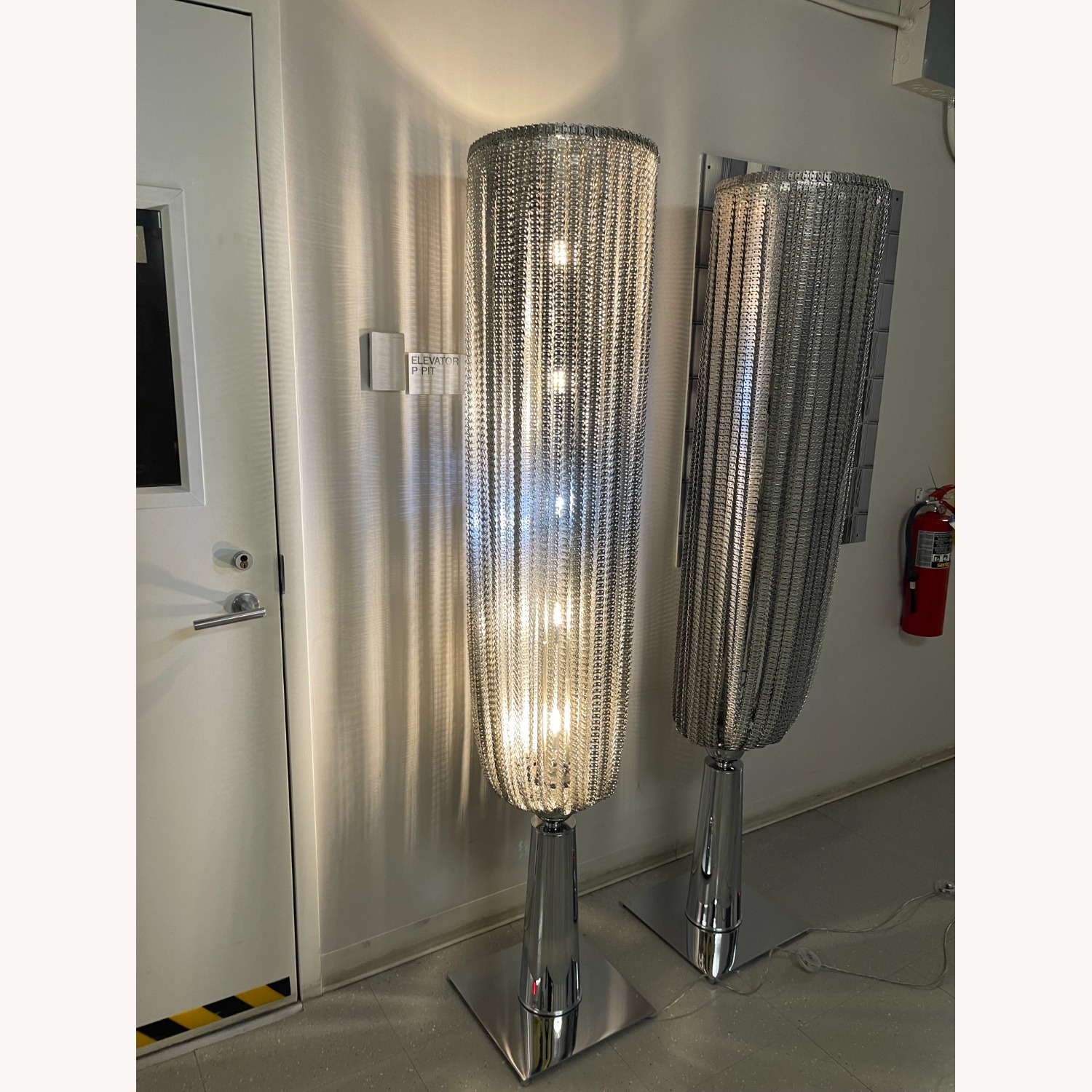 Vintage/Antique Silver Metal Floor Lamp - image-1