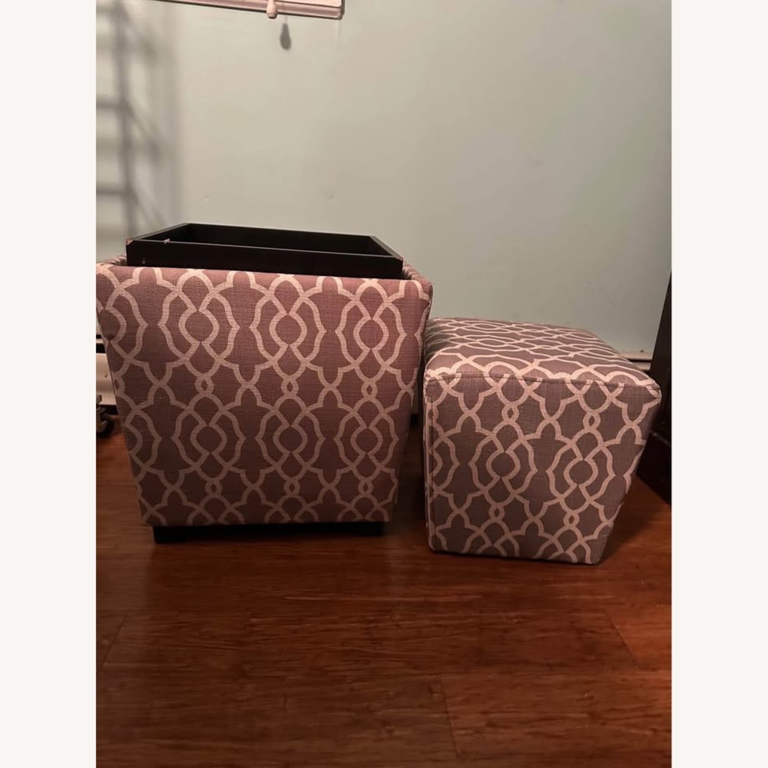Light Gray Fabric Ottoman - image-4
